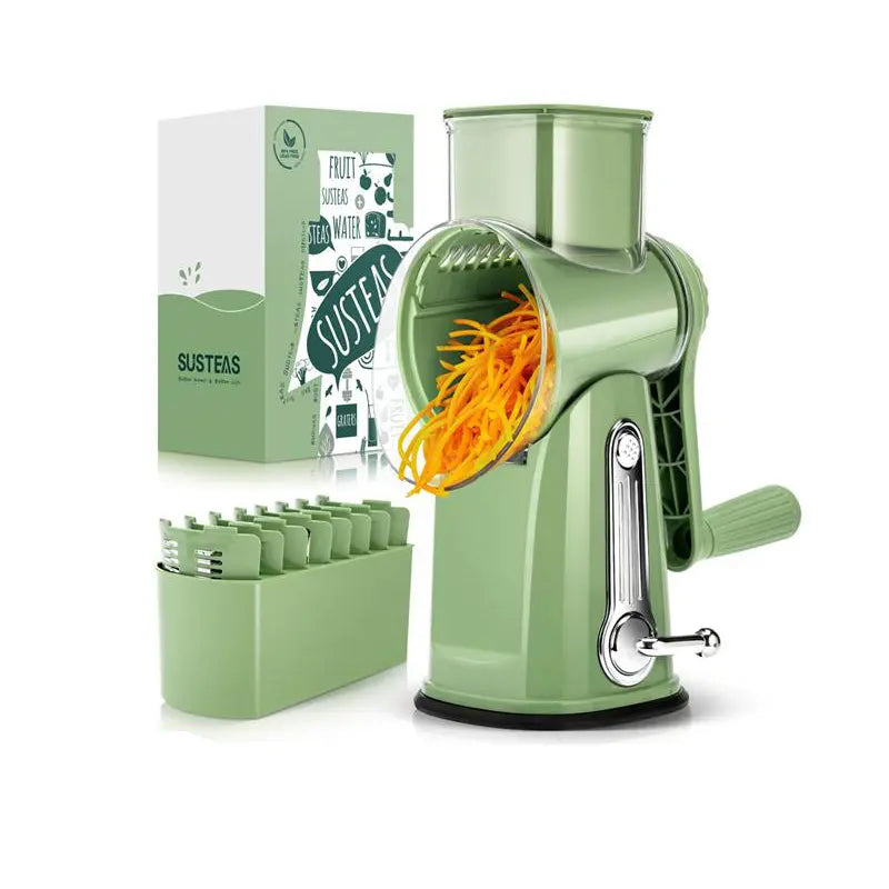 Rotary Cheese Grater with Handle,5Well-Designed Blades, Strong Suction Cup BaseKitchen Springtok Utensils Springtok