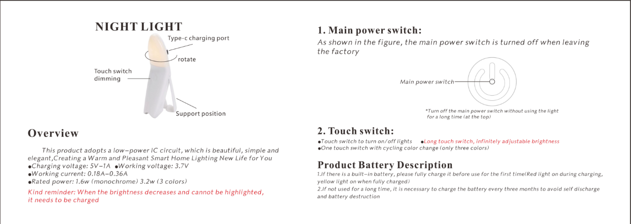 Magnetic Rechargeable Night Light | 360° Rotation · 3 Color Temperatures · For Home, Office, Camping Use