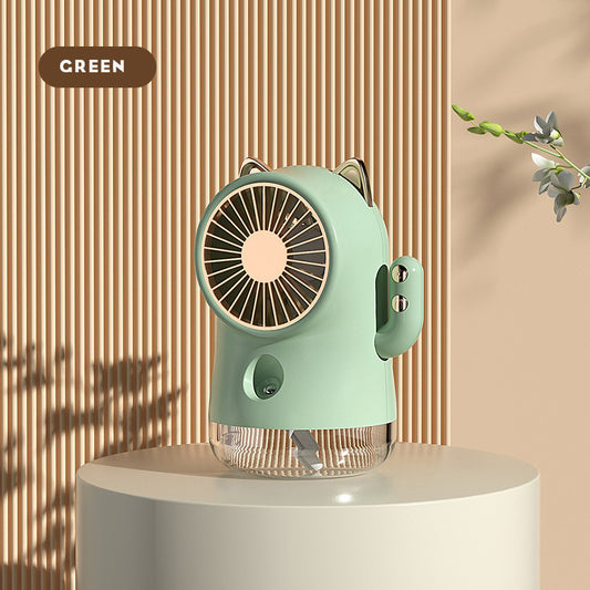 Lucky Cat Misting Fan - 3-Speed USB Desk Cooler with Humidifier for Office Home