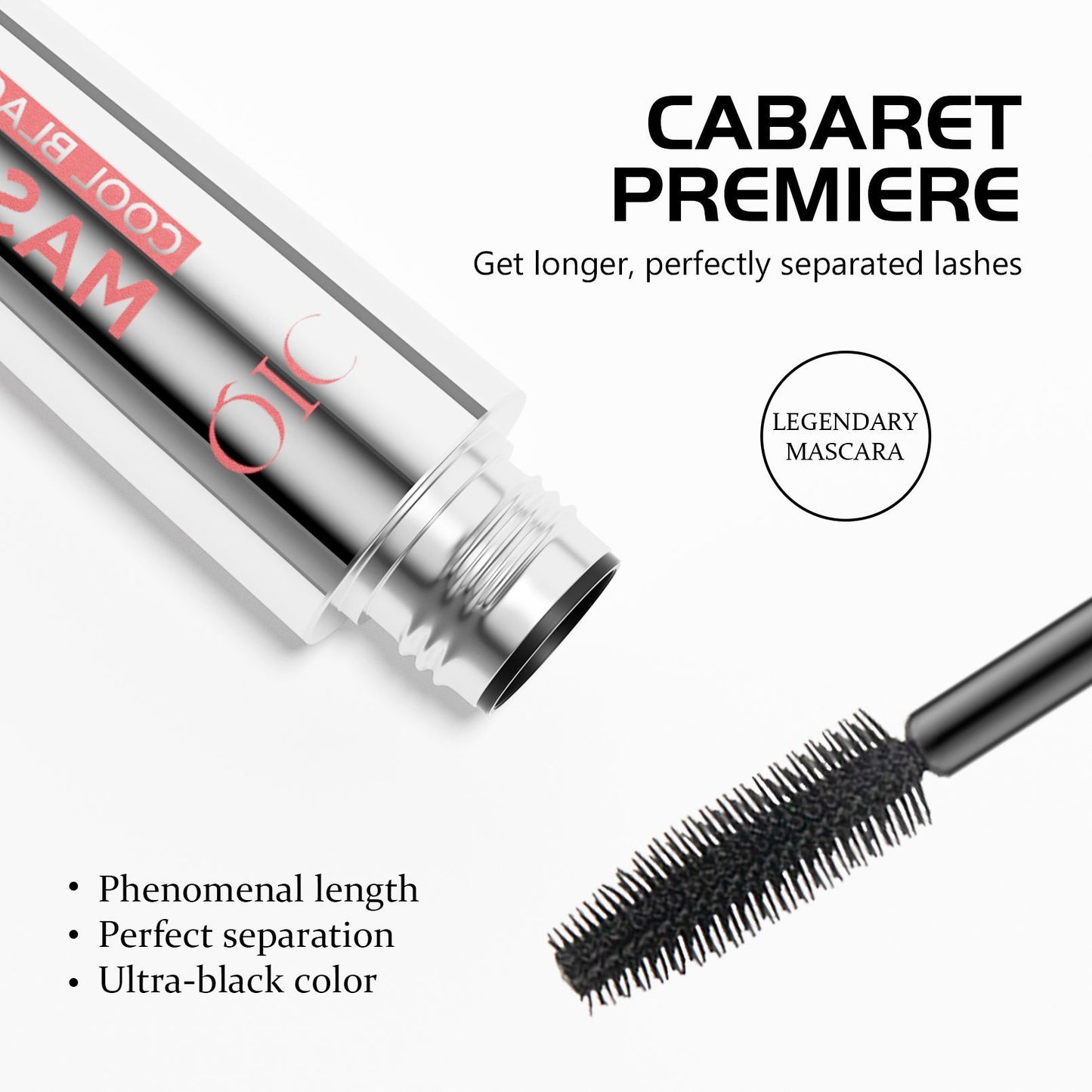 Volume and Length Mascara, Three-dimensional mascara with curling effect,  Black, 9 Milliliters